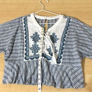 Lunik Large boho flowy embroidered blouse top